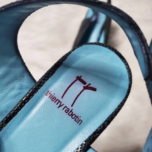 Thierry Rabotin Peep Toe Snake Skin Sling Backs, 7.5 - Picture 7 of 9